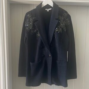 Chicos Elegant Black Embellished Women's Jacket